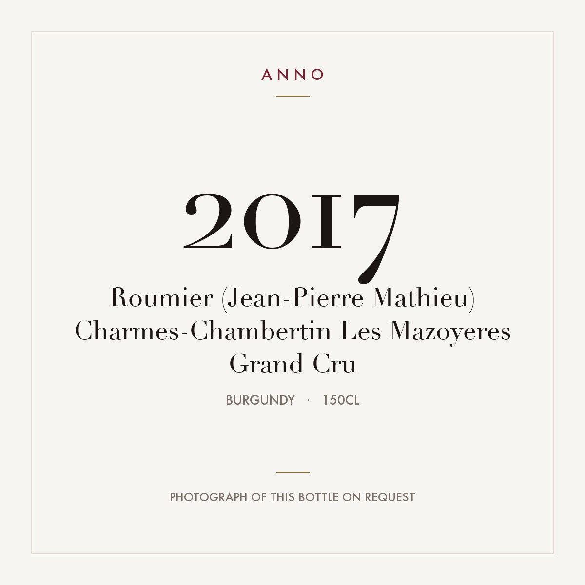 Roumier (Jean-Pierre Mathieu) Charmes-Chambertin Les Mazoyeres Grand Cru 2017 1,5l