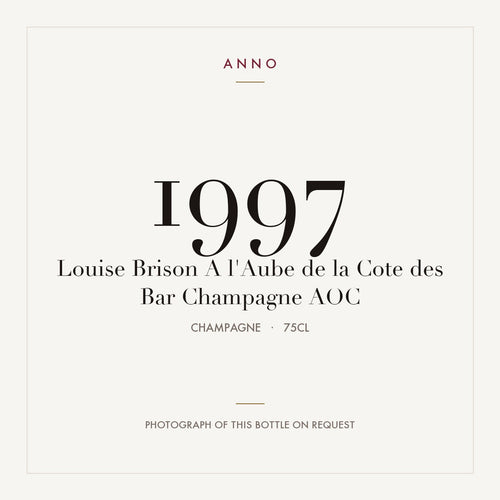 Louise Brison A l'Aube de la Cote des Bar Champagne 1997 AOC 0,75l from Champagne — ANNO vintage card; photograph of the actual bottle available on request
