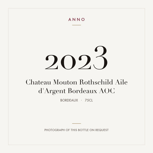 Chateau Mouton Rothschild Aile d'Argent Bordeaux 2023 AOC 0,75l from Bordeaux — ANNO vintage card; photograph of the actual bottle available on request