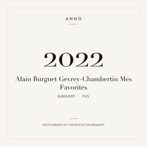 Alain Burguet Gevrey-Chambertin Mes Favorites 2022 0,75l — cartão de colheita ANNO; fotografia da garrafa real disponível a pedido