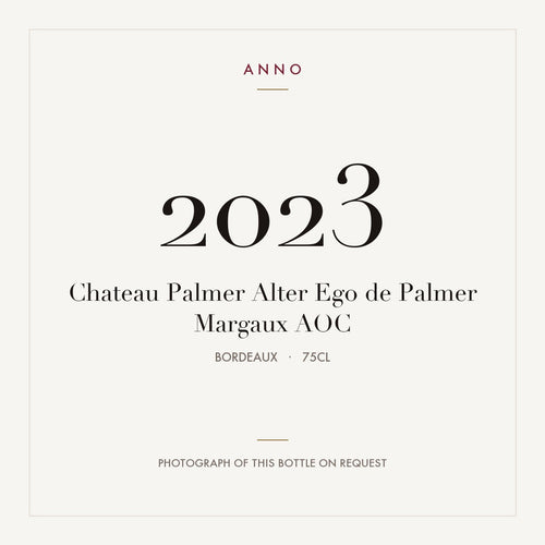 Chateau Palmer Alter Ego de Palmer Margaux 2023 AOC 0,75l from Bordeaux — ANNO vintage card; photograph of the actual bottle available on request