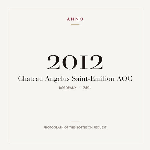 Chateau Angelus Saint-Emilion 2012 AOC 0,75l from Bordeaux — ANNO vintage card; photograph of the actual bottle available on request