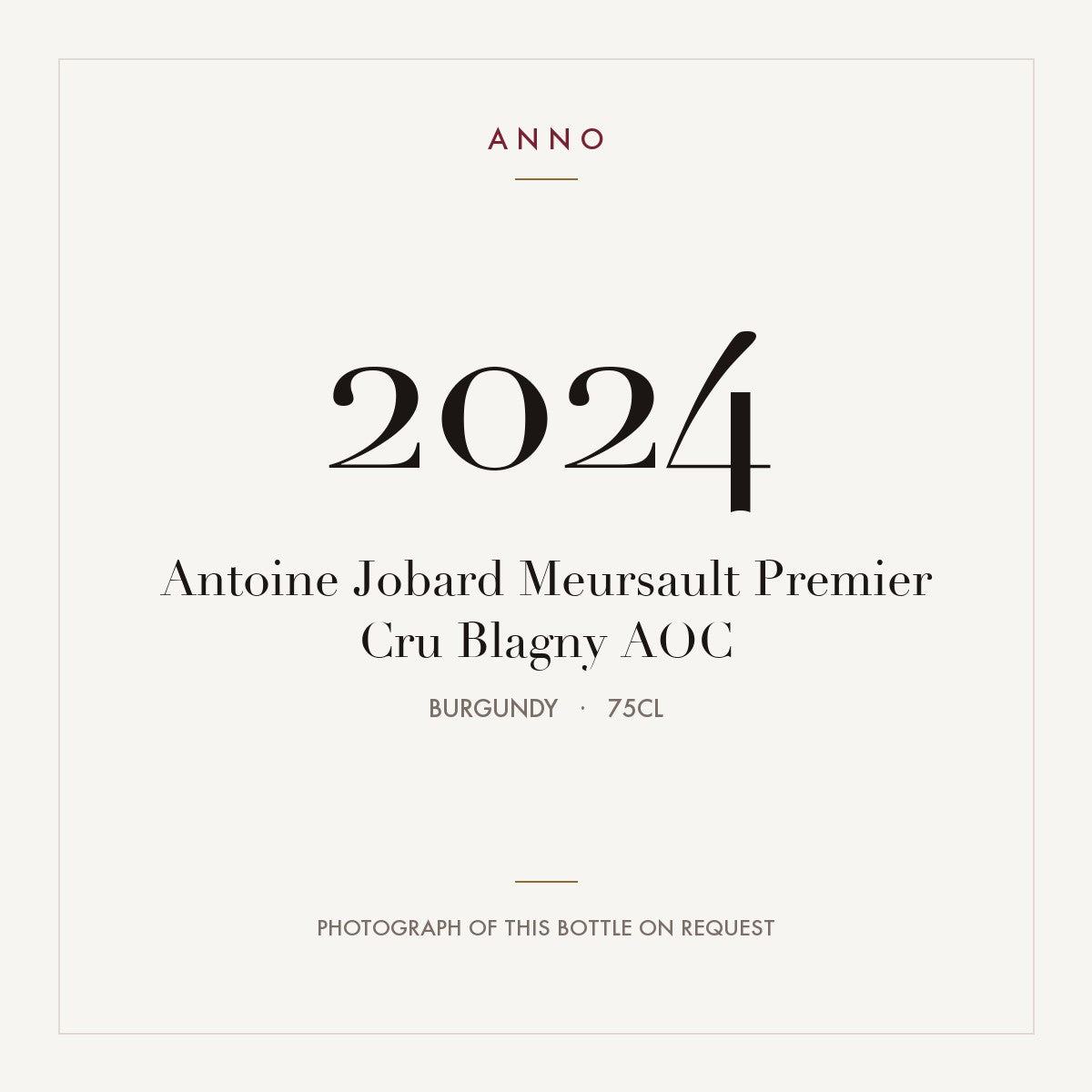 Antoine Jobard Meursault Premier Cru Blagny 2024 AOC 0,75l, Bourgogne — ANNO-årgangskort; foto af den faktiske flaske på forespørgsel