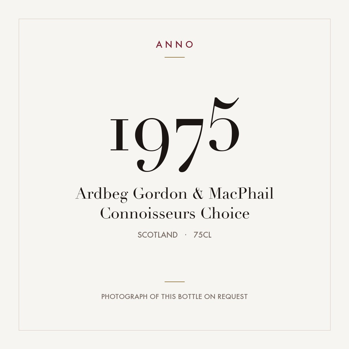Ardbeg Gordon & MacPhail Connoisseurs Choice 1975 0,75l, スコットランド — ANNOヴィンテージカード。実際のボトルの写真はご要望に応じてご用意します