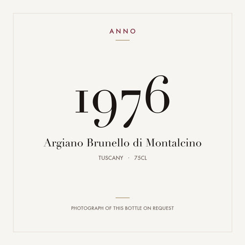 Argiano Brunello di Montalcino 1976 0,75l, Тоскана — карточка урожая ANNO; фото настоящей бутылки по запросу