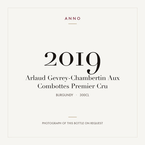 Arlaud Gevrey-Chambertin Aux Combottes Premier Cru 2019 3l — ANNOヴィンテージカード。実際のボトルの写真はご要望に応じてご用意します