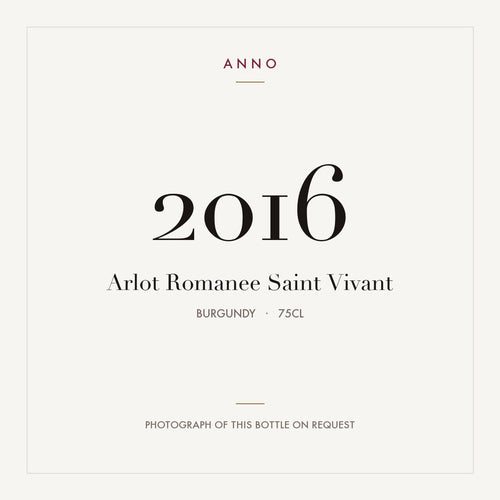 Arlot Romanee Saint Vivant 2016 0,75l — ANNO vintage card; photograph of the actual bottle available on request