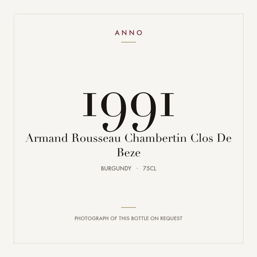Armand Rousseau Chambertin-Clos de Beze Grand Cru 1991 AOC 0,75l — card dell'annata ANNO; foto della bottiglia reale disponibile su richiesta