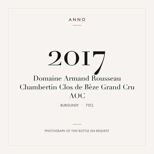 Domaine Armand Rousseau Chambertin-Clos de Beze Grand Cru 2017 AOC 0,75l — card dell'annata ANNO; foto della bottiglia reale disponibile su richiesta