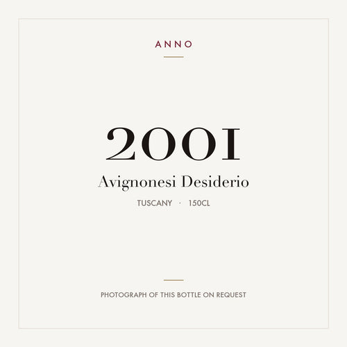 Avignonesi Desiderio 2001 1,5l, Toscane — ANNO-jaargangkaart; foto van de echte fles op aanvraag
