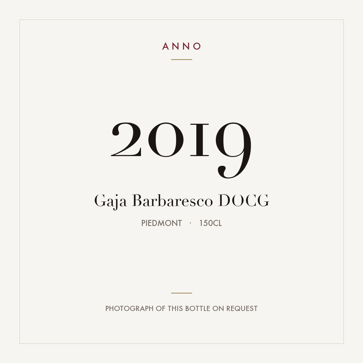 Gaja Barbaresco 2019 DOCG 1,5l, Пьемонт — карточка урожая ANNO; фото настоящей бутылки по запросу