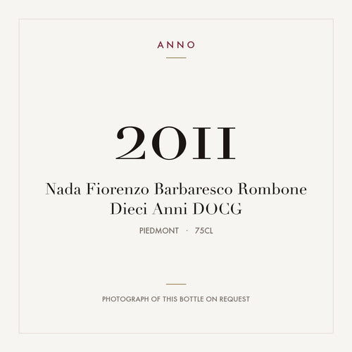Nada Fiorenzo Barbaresco Rombone Dieci Anni 2011 DOCG 0,75l from Piedmont — ANNO vintage card; photograph of the actual bottle available on request