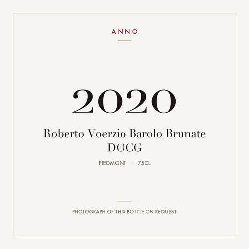 Roberto Voerzio Barolo Brunate 2020 DOCG 0,75l from Piedmont — ANNO vintage card; photograph of the actual bottle available on request