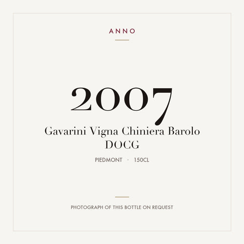 Gavarini Vigna Chiniera Barolo 2007 DOCG 1,5l from Piedmont — ANNO vintage card; photograph of the actual bottle available on request