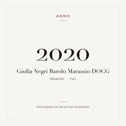 Giulia Negri Barolo Marassio 2020 DOCG 0,75l from Piedmont — ANNO vintage card; photograph of the actual bottle available on request