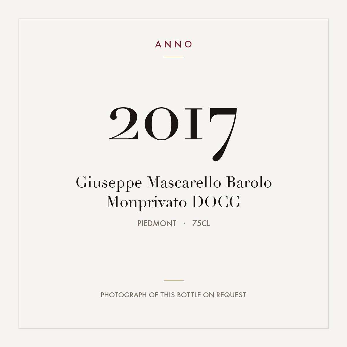 Giuseppe Mascarello Barolo Monprivato 2017 DOCG 0,75l, Piemonte — ANNO-årgangskort; foto af den faktiske flaske på forespørgsel