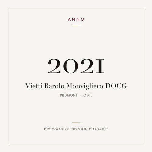Vietti Barolo Monvigliero 2021 DOCG 0,75l from Piedmont — ANNO vintage card; photograph of the actual bottle available on request