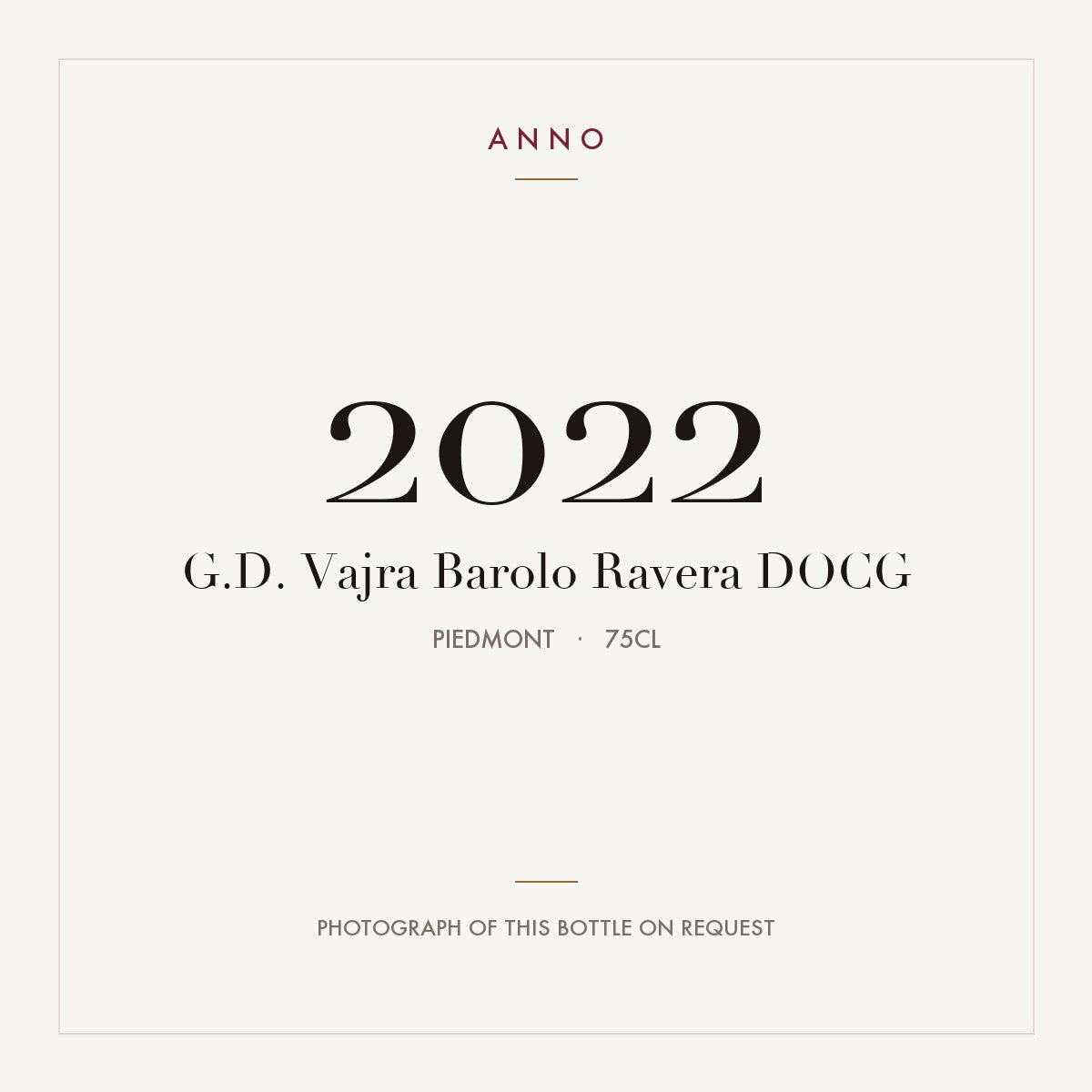 G.D. Vajra Barolo Ravera 2022 DOCG 0,75l, ピエモンテ — ANNOヴィンテージカード。実際のボトルの写真はご要望に応じてご用意します
