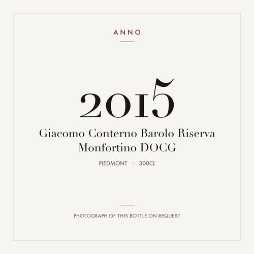 Giacomo Conterno Barolo Riserva Monfortino 2015 DOCG 3l, 皮耶蒙特 — ANNO 年份卡；實際酒瓶照片可應要求提供
