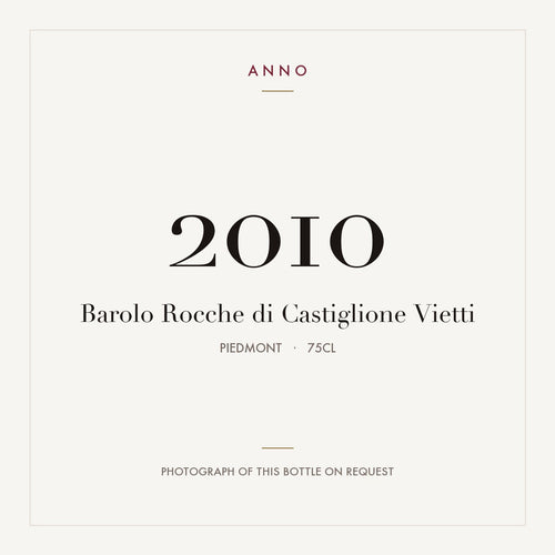 Vietti Barolo Rocche di Castiglione 2010 DOCG 0,75l — ANNO-Jahrgangskarte; Foto der tatsächlichen Flasche auf Anfrage