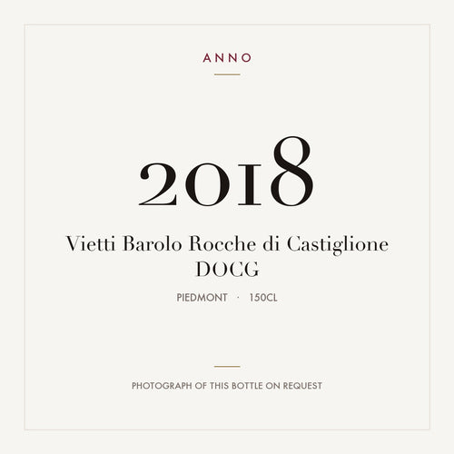 Vietti Barolo Rocche di Castiglione 2018 DOCG 1,5l from Piedmont — ANNO vintage card; photograph of the actual bottle available on request