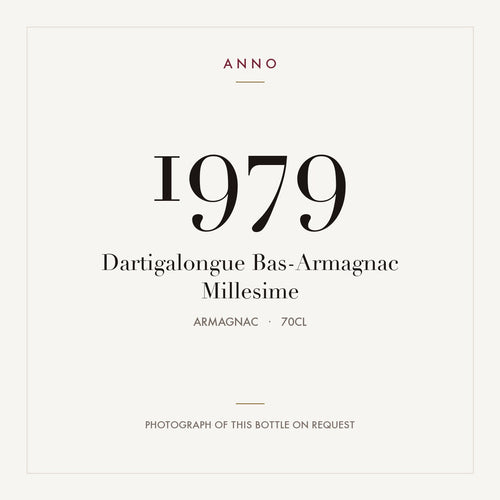 Dartigalongue Bas-Armagnac Millesime 1979 0,7l, 雅馬邑 — ANNO 年份卡；實際酒瓶照片可應要求提供
