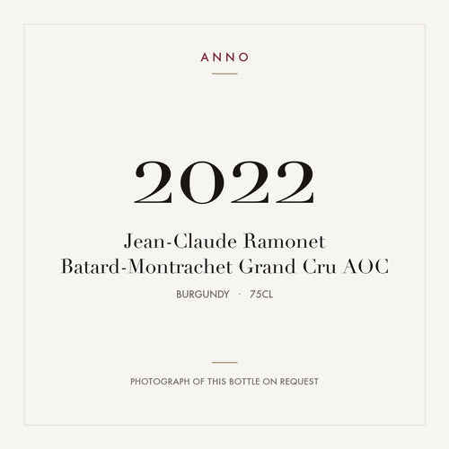 Jean-Claude Ramonet Batard-Montrachet Grand Cru 2022 AOC 0,75l from Burgundy — ANNO vintage card; photograph of the actual bottle available on request