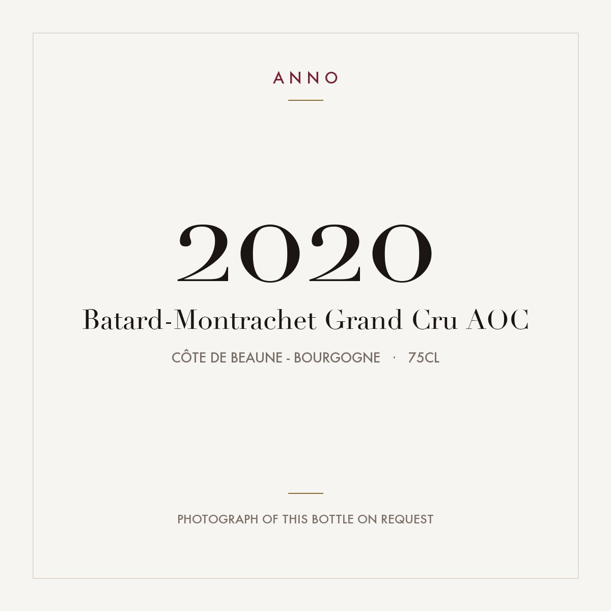 Batard-Montrachet Grand Cru 2020 AOC 0,75l from Côte de Beaune - Bourgogne — ANNO 年份卡；實際酒瓶照片可應要求提供