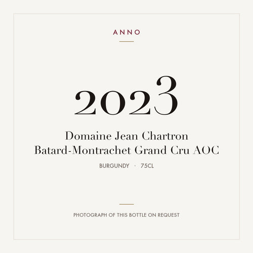 Domaine Jean Chartron Batard-Montrachet Grand Cru 2023 AOC 0,75l from Burgundy — ANNO vintage card; photograph of the actual bottle available on request