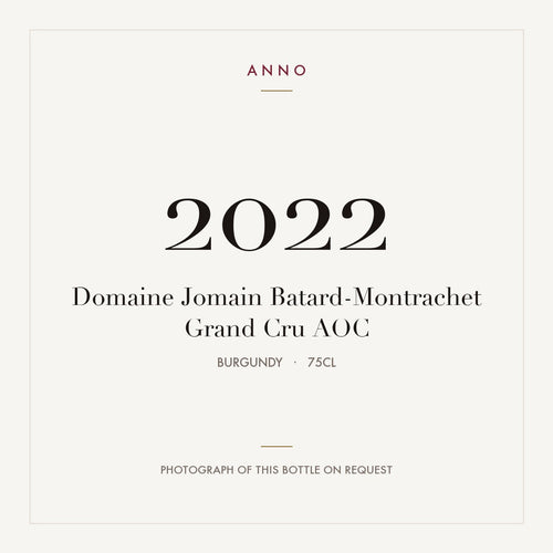 Domaine Jomain Batard-Montrachet Grand Cru 2022 AOC 0,75l from Burgundy — ANNO vintage card; photograph of the actual bottle available on request