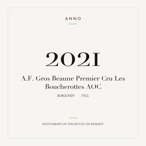 A.F. Gros Beaune Premier Cru Les Boucherottes 2021 AOC 0,75l from Burgundy — ANNO vintage card; photograph of the actual bottle available on request