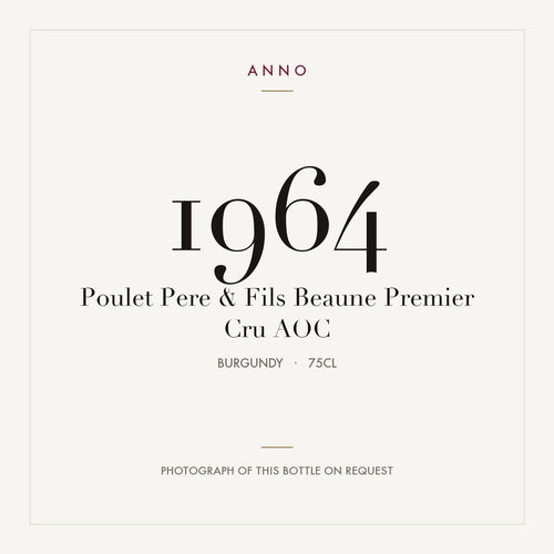 Poulet Pere & Fils Beaune Premier Cru 1964 AOC 0,75l from Burgundy — ANNO vintage card; photograph of the actual bottle available on request