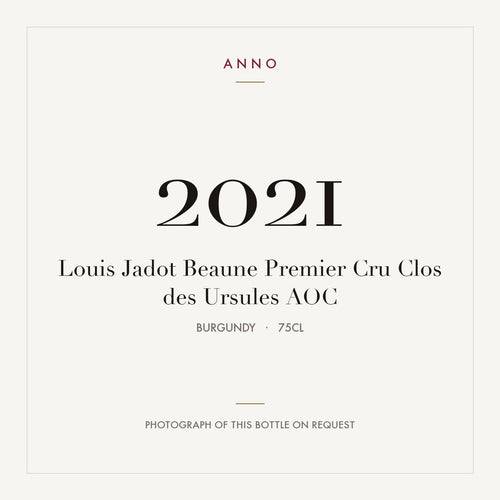 Louis Jadot Beaune Premier Cru Clos des Ursules 2021 AOC 0,75l from Burgundy — ANNO vintage card; photograph of the actual bottle available on request