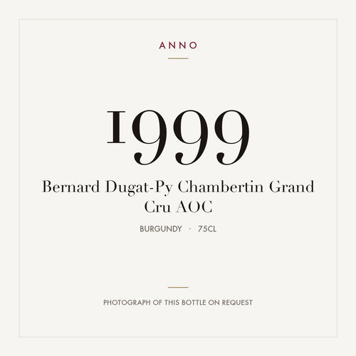 Bernard Dugat-Py Chambertin Grand Cru 1999 AOC 0,75l, Bourgogne — carte millésime ANNO ; photo de la bouteille réelle disponible sur demande