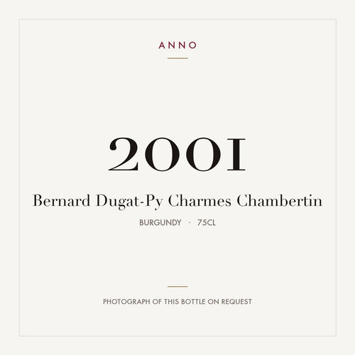 Bernard Dugat-Py Charmes-Chambertin Grand Cru 2001 AOC 0,75l — ANNO-årgangskort; foto af den faktiske flaske på forespørgsel