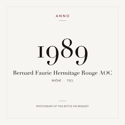 Bernard Faurie Hermitage Rouge 1989 AOC 0,75l, 隆河 — ANNO 年份卡；實際酒瓶照片可應要求提供