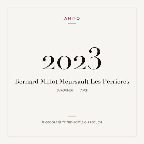 Bernard Millot Meursault Les Perrieres 2023 0,75l — ANNO vintage card; photograph of the actual bottle available on request