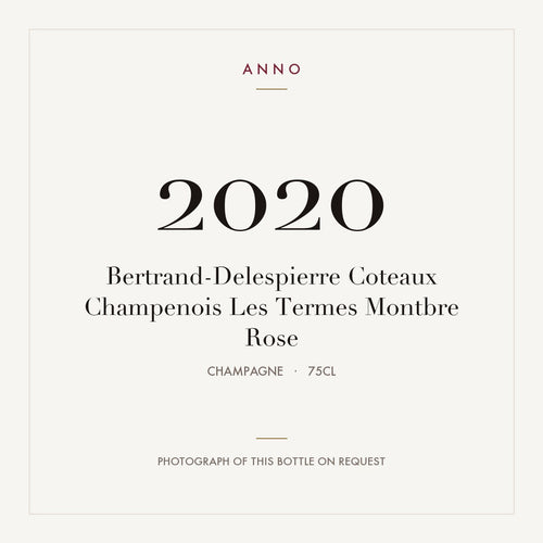 Bertrand-Delespierre Coteaux Champenois Les Termes Montbre Rose 2020 0,75l from Champagne — ANNO vintage card; photograph of the actual bottle available on request
