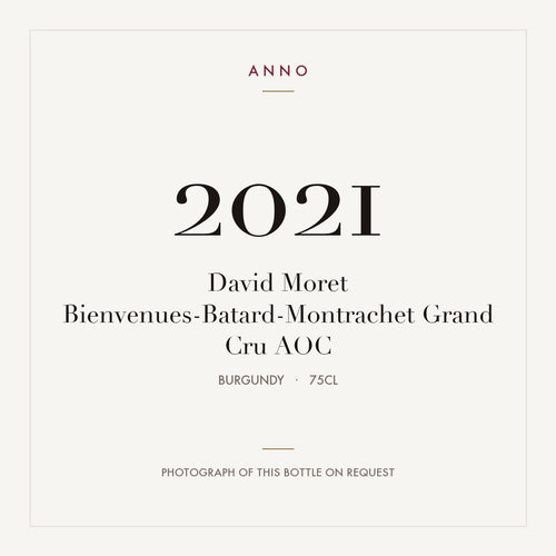 David Moret Bienvenues-Batard-Montrachet Grand Cru 2021 AOC 0,75l from Burgundy — ANNO vintage card; photograph of the actual bottle available on request