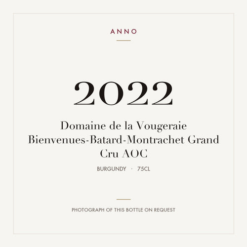 Domaine de la Vougeraie Bienvenues-Batard-Montrachet Grand Cru 2022 AOC 0,75l from Burgundy — ANNO vintage card; photograph of the actual bottle available on request