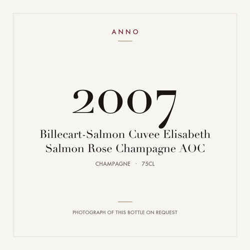 Billecart-Salmon Cuvee Elisabeth Salmon Rose Champagne 2007 AOC 0,75l from Champagne — ANNO vintage card; photograph of the actual bottle available on request