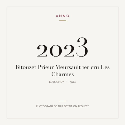 Bitouzet Prieur Meursault 1er cru Les Charmes 2023 0,75l from Burgundy — ANNO vintage card; photograph of the actual bottle available on request