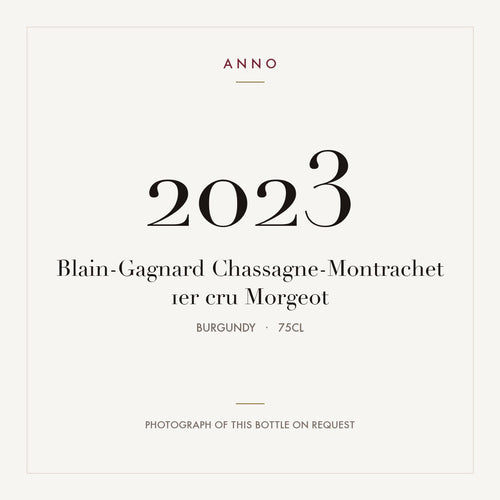 Blain-Gagnard Chassagne-Montrachet 1er cru Morgeot 2023 0,75l from Burgundy — ANNO vintage card; photograph of the actual bottle available on request