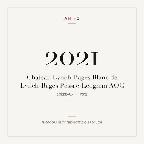 Chateau Lynch-Bages Blanc de Lynch-Bages Pessac-Leognan 2021 AOC 0,75l from Bordeaux — ANNO vintage card; photograph of the actual bottle available on request