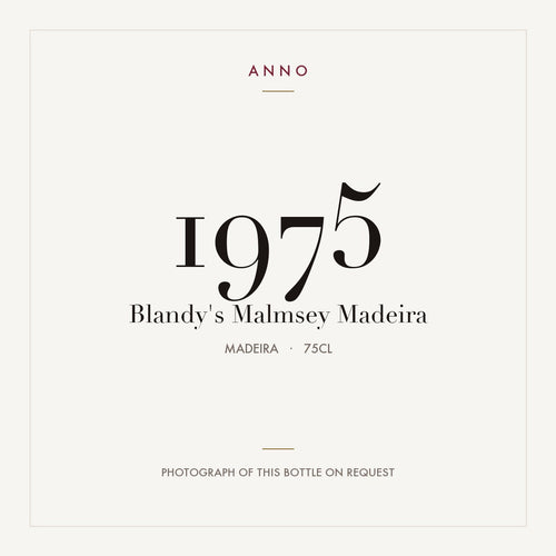 Blandy's Malmsey Madeira 1975 0,75l from Madeira — ANNO vintage card; photograph of the actual bottle available on request