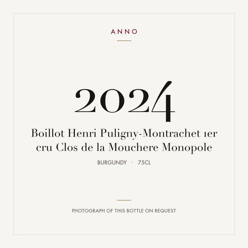 Boillot Henri Puligny-Montrachet 1er cru Clos de la Mouchere Monopole 2024 0,75l from Burgundy — ANNO vintage card; photograph of the actual bottle available on request