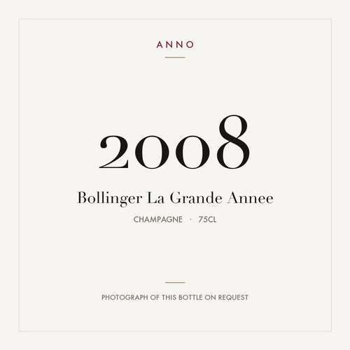 Bollinger La Grande Annee 2008 0,75l — ANNO-jaargangkaart; foto van de echte fles op aanvraag