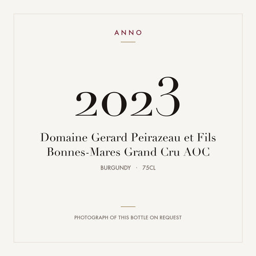 Domaine Gerard Peirazeau et Fils Bonnes-Mares Grand Cru 2023 AOC 0,75l from Burgundy — ANNO vintage card; photograph of the actual bottle available on request