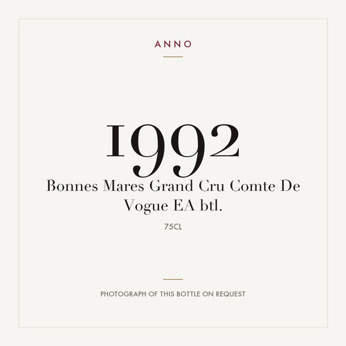 Comte de Vogue Bonnes-Mares Grand Cru 1992 AOC 0,75l — ANNO vintage card; photograph of the actual bottle available on request