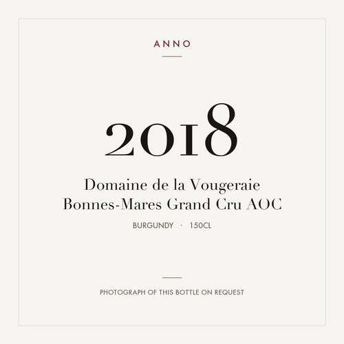 Domaine de la Vougeraie Bonnes-Mares Grand Cru 2018 AOC 1,5l from Burgundy — ANNO vintage card; photograph of the actual bottle available on request